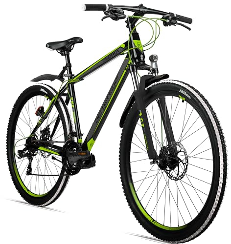 Bergsteiger Canberra 26, 29 Zoll Mountainbike, Aluminium Rahmen, Scheibenbremsen, Hardtail MTB mit Licht & Schutzblech, 21 Gang-Schaltung, Gabel-Federung, geeignet ab 160 cm