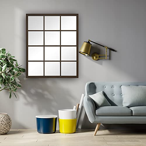 Espejo Ventana Siena Industrial Nogal, 70x100 cm, Hecho en España | Artesanal
