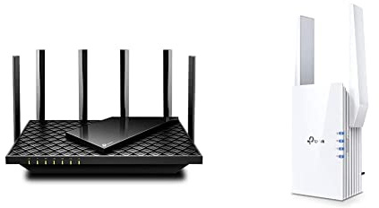 TP-Link Archer AX73 Routeur WiFi AX5400 Gigabit WiFi 6 bi-Bande Noir & Répéteur WiFi 6 Mesh, Amplificateur WiFi AX1800 Couvre jusqu'à 100 m², WiFi Extender, WiFi Booster, 1 Port Ethernet Gigabit