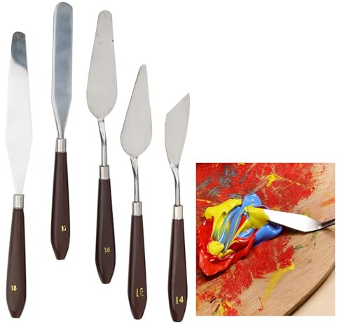 Tnfeeon Juego de Cuchillos de Paleta de 18 Uds., Cuchillo Rascador de Pintura, Herramienta de Pintura, Suministros de Arte, Paleta de Espátula de Acero Inoxidable(18 Piezas)