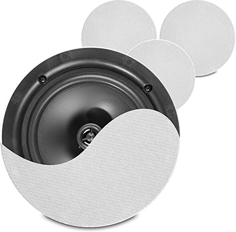 Power Dynamics NCBT601 Multi-Room Wireless Bluetooth Ceiling Speaker System - 4-Room Home Ceiling Speaker Kit with Integrated Amplifiers, Magnetic Grilles, Easy Install Audio Solution, White