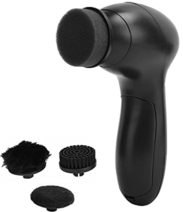 Electric Shoe Shine Kit, Portable & Rechargeable Shoe Polishing Brush, Leather Shoes Polishing Shoe Care Brush Leather Care Kit for Shoes, Bags, Sofa (Black)