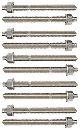 10er Set Ankerstangen Schwerlast Stahl verzinkt oder Edelstahl (Verzinkter Stahl, M14 x 170 mm)
