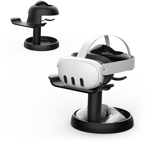 AMVR Stand Holder Kompatibel mit Quest 3s/Quest 3/Quest 2/Pico 4/Vision Pro/für PSVR 2 - Universal VR Headset Display Dock, Stabile Halterung Lagerung Runde Basis, Mount installieren einfach