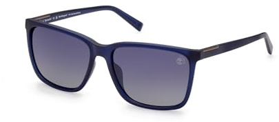 Timberland TB9280-H Gafas de Sol Hombre, Gafas de Sol Casual Ligeras, Forma de Lente Cuadrada, Aplicables Lentes de Vista, Lentes Humo Polarizadas, Azul Opaco