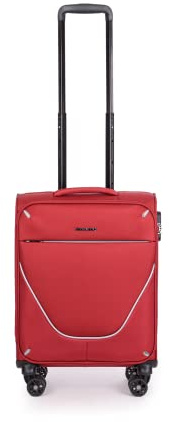 Stratic Strong Koffer Weichschale Reisekoffer Trolley Rollkoffer Handgepäck, 4 Rollen, Größe S, Rot