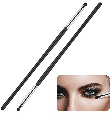 WLLHYF Eyeliner Smudge Brush Kit - 2 PCS Professional Eye Makeup Brushes, Ultra Thin Eyebrow Brush, Soft Makeup Tool for Eyeshadow, Gel, Powder, Cream - Women, Girls