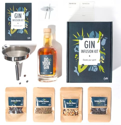 DIY Gin Infusion Set by Craftly | Gift Set | Great Gift for Him, Her, Partner, Anniversary, Birthday | for Men and Women l Spices & Bottles