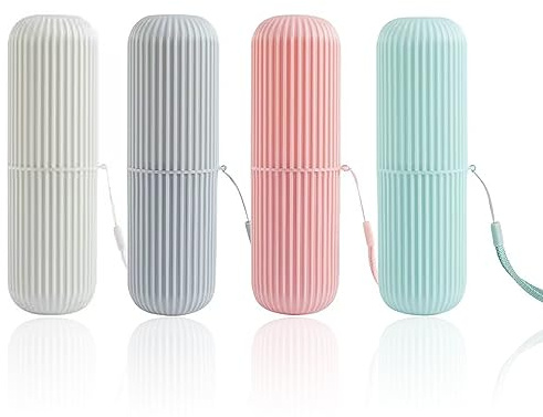 All-Pie 4X Zahnbürsten Etui Reise Set Voluminös Leicht & Wasserdicht Zahnbürste Case Zahnbürstenhalter - Ideal für Hygiene & Aufbewahrung mit Aufhängeband