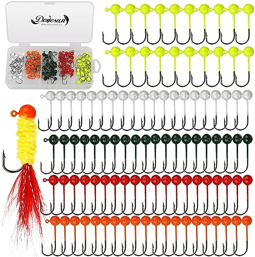 Dovesun 100 pièces Petites Têtes Jig Set, Têtes Jig Hameçons pour la pêche à la Mouche 0.8g Têtes Plombées pour leurres Souples | Monter des Mouches