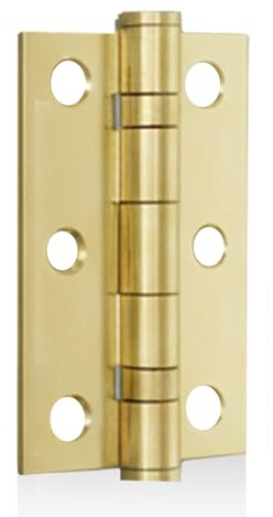 Handlestore Ball Bearing Hinges x 2 Pairs (4 Hinges), 75mm or 100mm, 4 Colours, Heavy Duty, Steel Door Hinges. (Brass, 100mm (4))