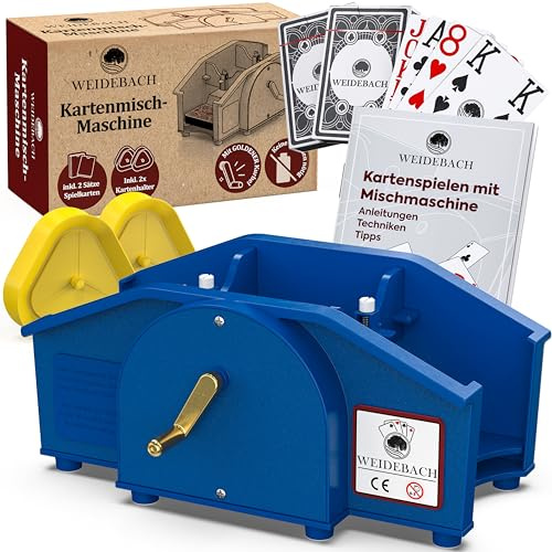 Weidebach® black card shuffler with golden crank for all standard card