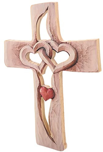 PRETYZOOM Holzkreuz Mit Verschlungenen Herzen Handgefertigte Wanddekoration Für Religiöse Anlässe Für Konfirmation Taufe Kunstwerk Für Zuhause