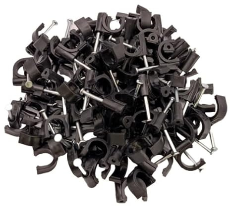 10mm Black Round Cable Clips Wire Nail Clips Holder Cable Management Wire Tidy for Ethernet Electrical Cables Wires 100 Pack