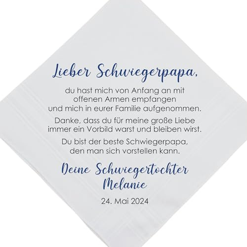 Stofftaschentaschentuch für die Freudentränen am Hochzeitstag | Für Schwiegerpapa | Handveredelt von ManufakturZauber …