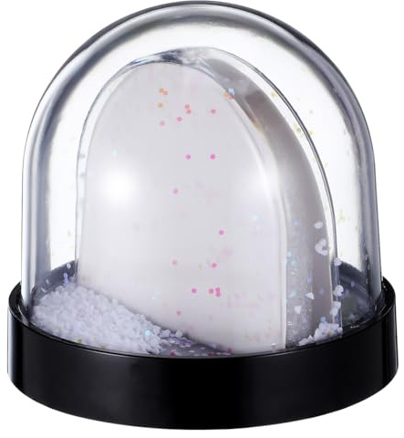 Amosfun Boule à neige photo personnalisable 3,54x3,54x3,35 pouces plastique solide, kit DIY cadre vierge, flocons tourbillonnants pour décor intérieur, cadeau Noël anniversaire