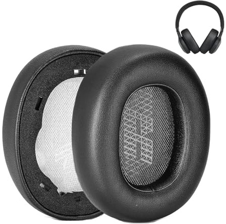Ersatz E65 Ohrpolster für JBL E65BTNC/Live 650 (650NC 650BTNC)/Live 660 (660NC 660BTNC)/Duet NC Kopfhörer, ein Paar Proteinleder & Memory-Schaum Ohrmuschel-Polster Ohrhörer-Abdeckung Ersatzteile