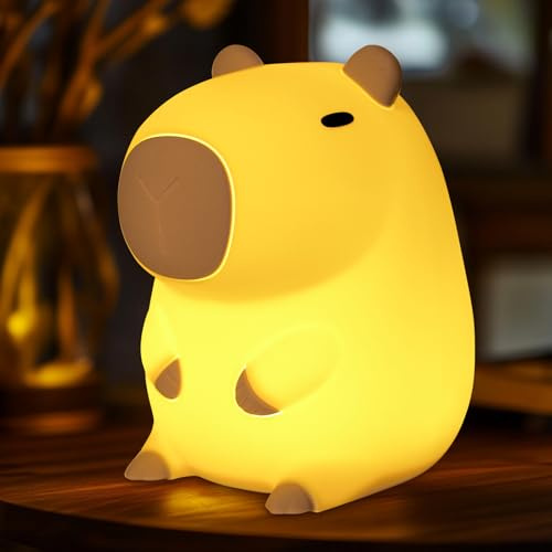 GIACOMO Capybara Lampe de nuit pour enfant en silicone avec minuterie, bébé enfant rechargeable, lampe tactile LED, lumière d'allaitement à intensité variable, décoration de chambre mignonne, cadeaux