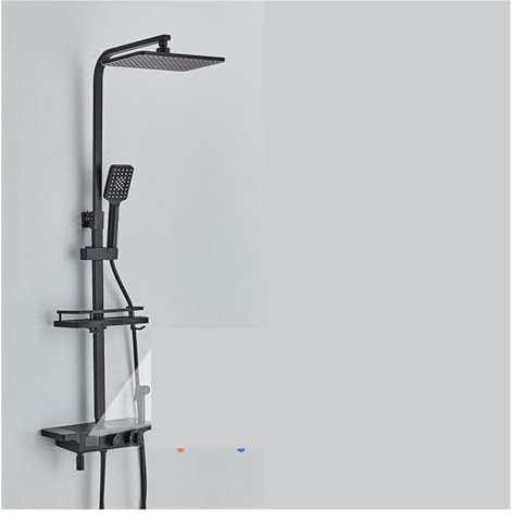 1 Uds. Grifo de ducha de baño termostático, juego de grifo de ducha inteligente, grifo de lluvia colgante, grifo giratorio for bañera con soporte (Color : Black thermostatic)