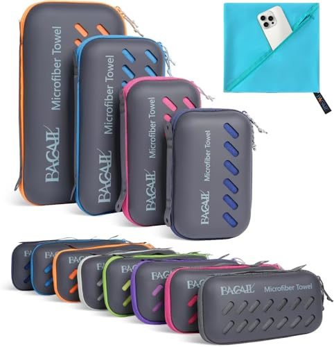 BAGAIL Asciugamano da Viaggio in Microfibra, Asciugamano da Bagno e Telo Mare, Asciugatura Rapida - Super Assorbente - Ultra Compatto, Ottimo per Sport, Palestra, Yoga e Zaino in Spalla