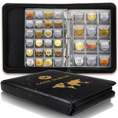 Münzen Sammelalbum 600 Taschen,Münzalbum 2 Euro 3.5 * 3.5 cm/4.5 * 4.5 cm,Münzen Aufbewahrung Album,Coin Collection Münzsammlung Album,Euromünzen Sammelalbum,Münzsammelalbum für Briefmarken,Abzeichen