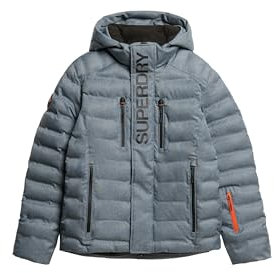 Superdry Herren Wattierte Fuji Skijacke Blau Meliert L
