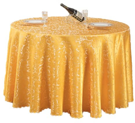 TMTGTS Hotel runder 240cm Tischtuch Jacquard Tischwäsche Abwaschbar Polyester Tischtuch Schmutzabweisend Pflegeleicht Damast Stoff Barock Tulpen Tischtuch Kreis Parteien Urlaub Tisch Dekorativ(5#)