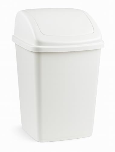 Best House | Plastic Swing Bin 20 Liters | White | 1 Pc | Waste Bin, Durable, Lightweight Hinged Swing Lid for Kitchen, Office, and Home Use – Odor-Reducing Design, Easy to Clean - Pack of 1