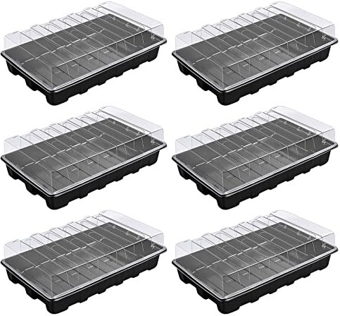 6 Pezzi Vassoio di Coltivazione con Coperchi, Vassoio per Piante Serra, Vassoio di Germinazione Piastra di Coltivazione, Vassoio per La Germinazione delle Piante per Serra, 14,5 * 8,8 * 4,1 Zoll