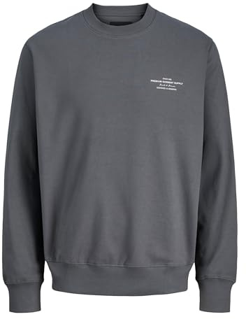 JACK & JONES Crew Neck Jprblachad Branding Sweat à col Rond Ln, Volcanic Ash, L Homme