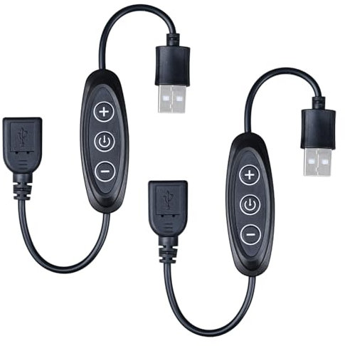 GOMING 5V Interruttore Dimmer USB Femmina a Maschio 10 livelli di luminosità Per Striscia LED USB monocromatica(2 Pezzi)
