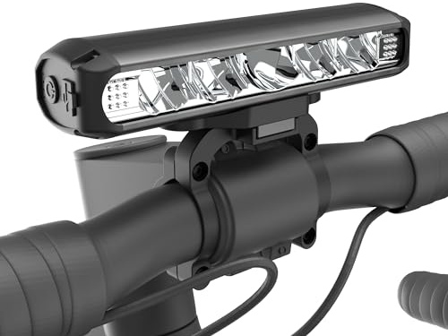 UPPEL Luci Bici 2600 Lumens 8000 mAh USB C Carica Porta 5 LEDs 4 modalità Fulmine Installazione Facile Luci Bicicletta LED Migliori Luce Bici di Alluminio della Bici per La Guida Notturna-Nero