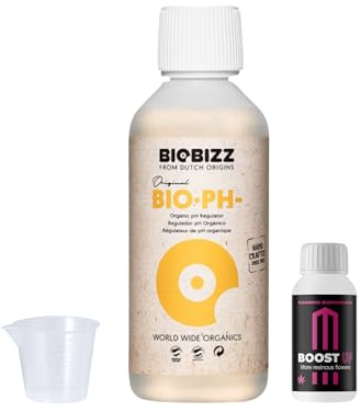 GROWMANIA Bio Down från BioBizz 500 ml + Probe Boost Up Nutrients + mätkopp | pH-regulator för urbana trädgårdar | Optimerar absorptionen av näringsämnen