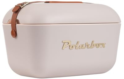 Polarbox Borsa termica da spiaggia, stile vintage, per picnic, picnic, viaggi, campeggio, escursionismo, stile anni '90, extra large, leggera, per lattine, birre e bevande seltzer, 20 l (oro perlato)