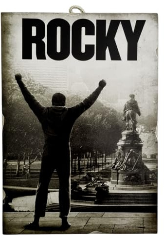 KUSTOM ART Quadro da Parete Serie Locandine Film Celebri Rocky con Sylvester Stallone Stampa su Legno 25x18cm