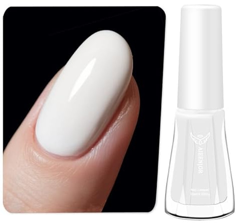 Aieenjor Esmalte de uñas blanco, 10 ml, brillante, de secado rápido, de larga duración, para manicura DIY