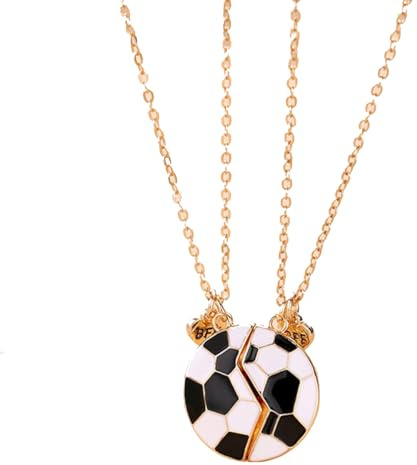 Visxcnu Freundschaftskette, Freundschafts-Anhänger-Halsketten-Set Best Friends-Kette, BFF-Halskette,Fußball-Halskette für 2 Mädchen, Geburtstagsgeschenk für beste Freunde