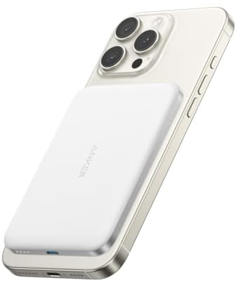 Anker Nano Batterie Externe certifiée Qi2 15W magnétique Ultra-Fine 5000 mAh, Rapide, Ergonomique et Compatible MagSafe, Uniquement pour iPhone 16/15/14/13/12