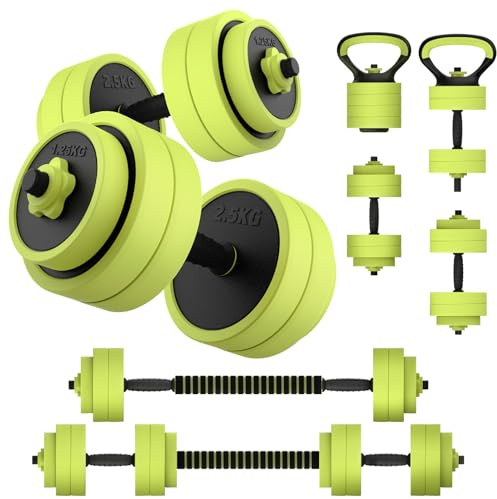 PASYOU Haltère Réglable 20 kg Ensemble d'haltères 5 en 1 Haltères Musculation, Pompes et Kettlebell, Set d'haltères Réglables, Dumbbell, Haltère et Barre pour le Fitness à Domicile
