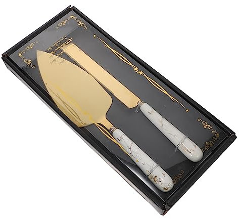 Hemobllo Set 2 Pezzi Pala Per Dolci e Tagliapasta Triangolare in Acciaio Resistente Manico in Ceramica, Spatola Da Cucina Per Pizza e Torta, Utensili Per Cottura e Servizio in Casa