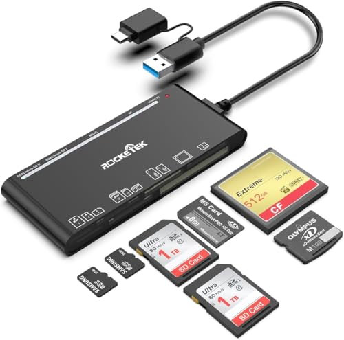 7 in 3 USB C + USB 3.0 + Lightning Multi Card Reader Adapter for SD, CF, Micro SD, XD, MS Cards, 5Gbps Memory Card Reader SD Card Reader Reader Adapter for iPhone 16 15 14/Samsung/PC/Windows/Mac/Linux