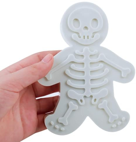 Halloween Skelett Lebkuchenmann Ausstecher, 1 Stück 3D Keksstempel | Doppelseitiger Ausstecher für Skelett-Lebkuchenmann mit Knochenmuster für Teig und Fondant