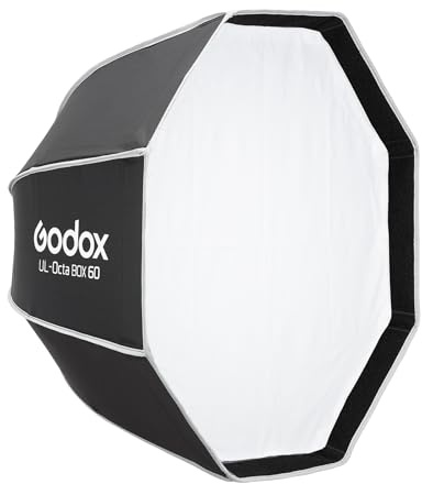 Godox UL-Octa Box 60 cm / 24 Pulgadas de liberación rápida Softbox Octogonal - Ventana Octogonal Plegable con difusores, instalación rápida, Compatible con Montura