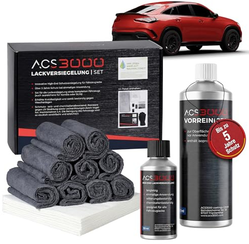 ACS3000 Keramik Lackversiegelung Set – 5+ Jahre Langzeitschutz – Molekulare Schutztechnologie – Hydrophober Lotus-Effekt – Keramikversiegelung, Auto-Versiegelung für Fahrzeuglack, Folie & Aluminium