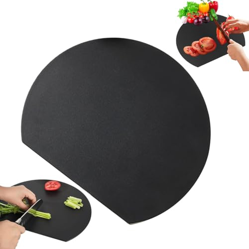 Ruayia TPU Schneidebrett,Schneidebrett kunststoff, Frühstücksbrettchen, BPA-frei fühlt, Leicht zu Reinigen, Spülmaschinenfest,Rutschfest, kratzfeste flexible Schneidebretter für Küchen (Schwarz) - L