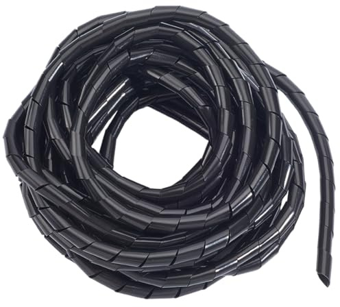 CALFOVERA Gaine de Câble Spirale Anti Nœuds en Polyéthylène (8 m X 10mm) Noire Gaine de Protection pour Câbles Électriques Protection pour Câbles d'alimentation et Vidéo PC TV Ordinateur