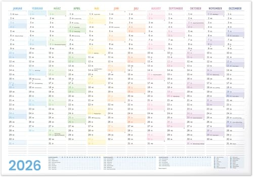 NOTIQUE XL Årsplanerare 2026 väggkalender – A2 kalender väggplanerare årskalender väggplanerare 59 x 42 cm
