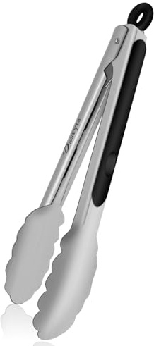 Ossryta Stainless Steel Small Tong for Cooking - Mini 7 Inch Locking Tongs, Heat Resistant to 600°F, Food Grade Kitchen Metal Tong for Food, Salad, Pasta, Steaks, Vegetables - Dishwasher Safe
