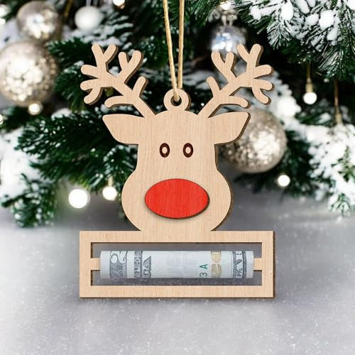 Geldgeschenk Weihnachten Holz, Geldgeschenke Verpackung Weihnachten, Weihnachts-Geldhalter, Weihnachtsbaum HolzanhäNger für Geldgeschenk Weihnachtsdeko(C)