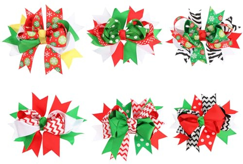 WOFASHPURET 6 Pièces Lot de Pinces à Cheveux Nœud Papillote Épingles à Cheveux de Noël Barrettes pour Garçon Fille Décorations de Noël